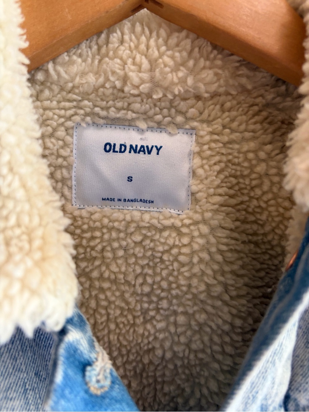 OLD Navy Sherpa Lined Jean Jacket Light Vintage Wash - Picture 7 of 8